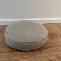 Round Hemp cushion with removable cover Hemp fiber filling in cotton fabric with linen non-dyed cover Floor cushion custom made size
