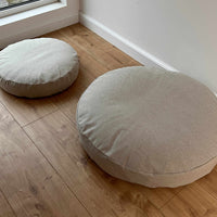 Round Hemp cushion with removable cover Hemp fiber filling in cotton fabric with linen non-dyed cover Floor cushion custom made size