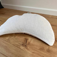 Linen meditation Cresсent cushion White filled with buckwheat hulls