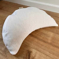 Linen meditation Cresсent cushion White filled with buckwheat hulls