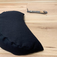 Black linen meditation Cresсent cushion filled with buckwheat hulls gift for him Yoga support pillow