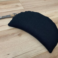 Black linen meditation Cresсent cushion filled with buckwheat hulls gift for him Yoga support pillow