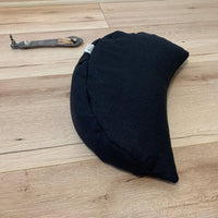 Black linen meditation Cresсent cushion filled with buckwheat hulls gift for him Yoga support pillow