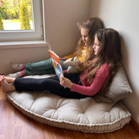 Hemp Reading nook cushion Hemp fiber in non-dyed linen fabric / Floor cushion /