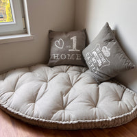 Hemp Reading nook cushion Hemp fiber in non-dyed linen fabric / Floor cushion /