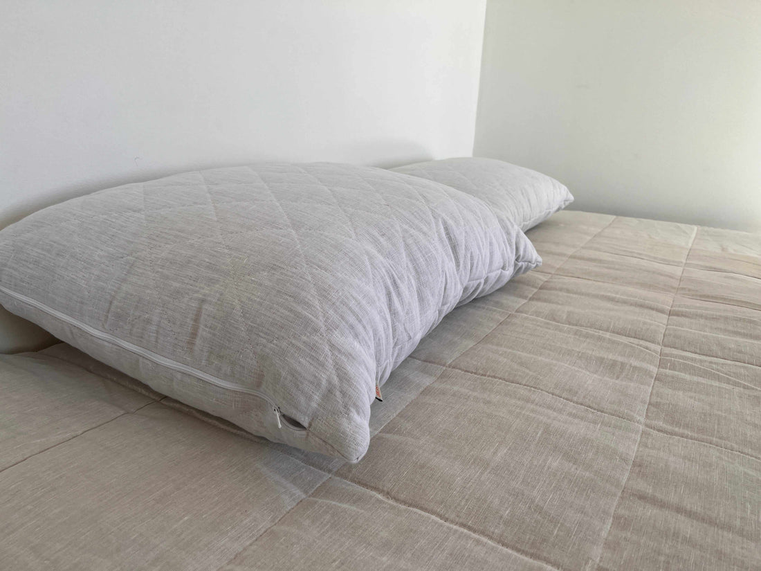 HEMP Organic Pillow filled HEMP FIBER in white linen fabric with regulation height/Hemp pillow/ Hypoallergenic Bed Pillow /Toddler/Eco pillow