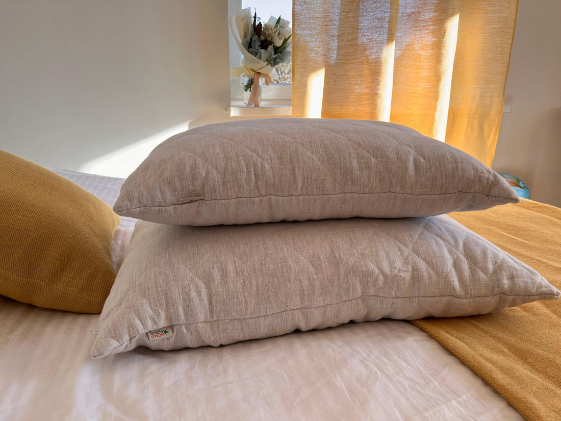 HEMP Organic Pillow filled HEMP FIBER in white linen fabric with regulation height/Hemp pillow/ Hypoallergenic Bed Pillow /Toddler/Eco pillow
