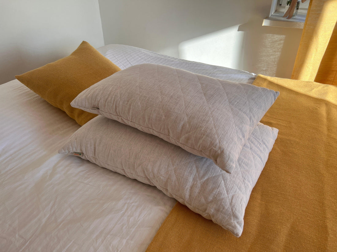 HEMP Organic Pillow filled HEMP FIBER in white linen fabric with regulation height/Hemp pillow/ Hypoallergenic Bed Pillow /Toddler/Eco pillow
