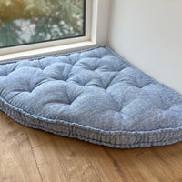Hemp Reading nook cushion Hemp fiber in non-dyed linen fabric / Floor cushion /