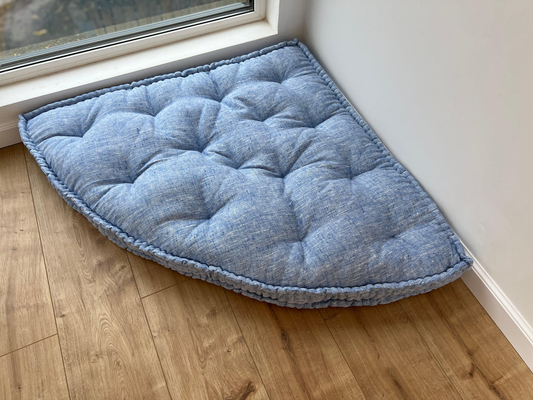 Hemp Reading nook cushion Hemp fiber in non-dyed linen fabric / Floor cushion /
