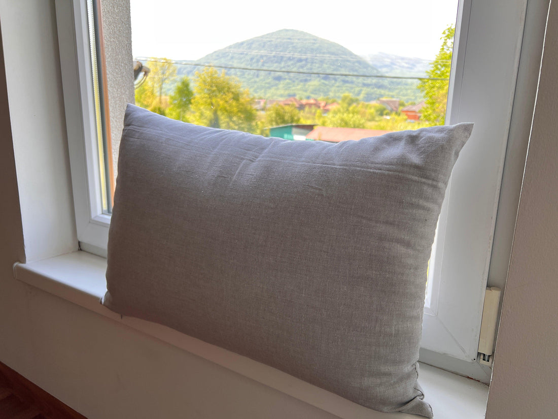 HEMP Pillow filled organic HEMP FIBER in linen fabric with regulation  height Hemp pillow