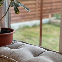 Hemp natural non-dyed grey beige window Mudroom Floor Bench cushion with organic hemp fiber filling in linen fabric custom made