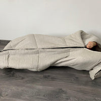 Kids / toddler HEMP Linen Sleeping bag school Nap organic hemp fiber filling in linen non-dyed fabric, hand made