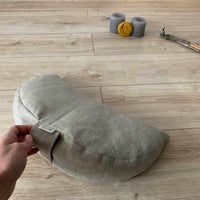Linen meditation Cresсent cushion filled with buckwheat hulls