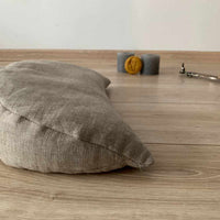 Linen meditation Cresсent cushion filled with buckwheat hulls