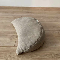 Linen meditation Cresсent cushion filled with buckwheat hulls
