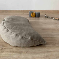 Linen meditation Cresсent cushion filled with buckwheat hulls