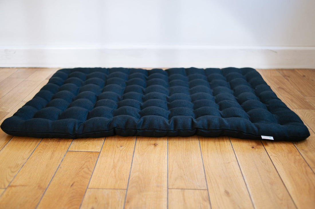 Meditation cushion set of natural Linen Zafu & Zabuton with Buckwheat hulls / for Yoga studio