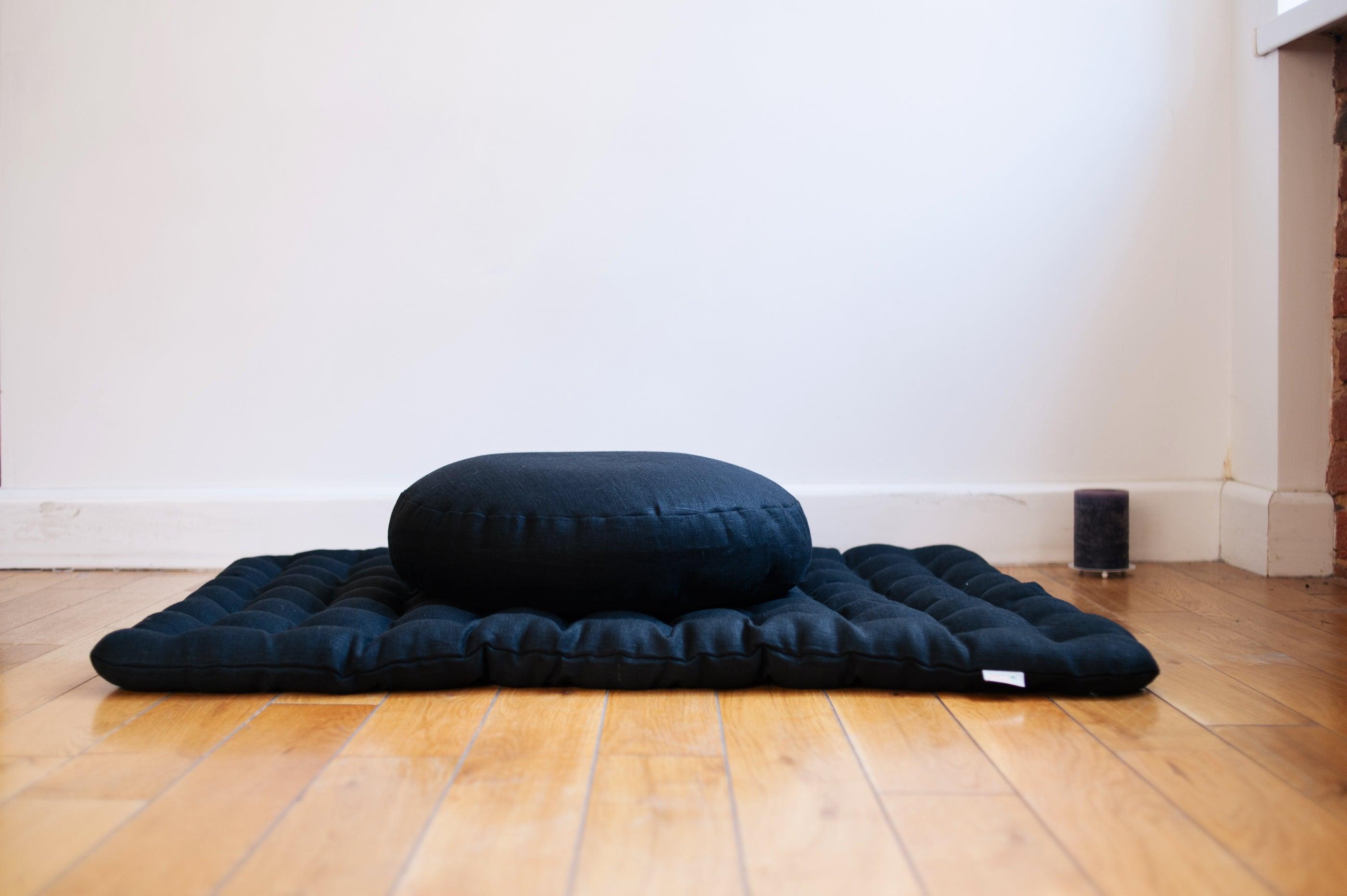 Meditation cushion set of natural Linen Zafu & Zabuton with Buckwheat hulls / for Yoga studio