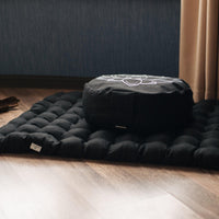 Meditation set of Zafu and Zabuton floor cushions with organic buckwheat hulls