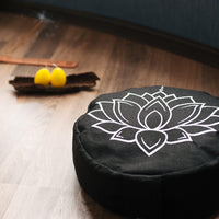 Meditation set of Zafu and Zabuton floor cushions with organic buckwheat hulls