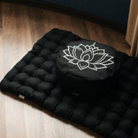 Meditation set of Zafu and Zabuton floor cushions with organic buckwheat hulls