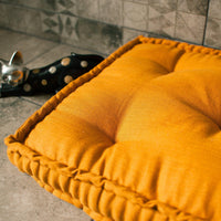 Mustard Hemp Floor cushion with organic hemp fiber filling in linen fabric / floor pillow Pillow seat/Meditation Yoga /Natural