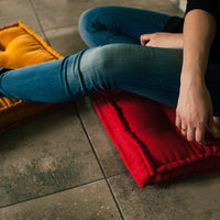 Mustard Hemp Floor cushion with organic hemp fiber filling in linen fabric / floor pillow Pillow seat/Meditation Yoga /Natural