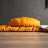 Mustard Linen Set Zafu & Zabuton Buckwheat hulls/for Yoga studio/Large floor Linen cushion Organic Meditation