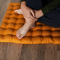 Mustard Linen Set Zafu & Zabuton Buckwheat hulls/for Yoga studio/Large floor Linen cushion Organic Meditation