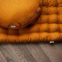 Mustard Linen Set Zafu & Zabuton Buckwheat hulls/for Yoga studio/Large floor Linen cushion Organic Meditation