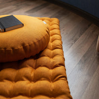 Mustard Linen Set Zafu & Zabuton Buckwheat hulls/for Yoga studio/Large floor Linen cushion Organic Meditation