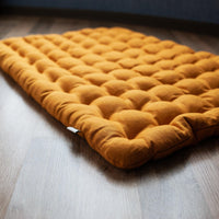 Mustard Linen Set Zafu & Zabuton Buckwheat hulls/for Yoga studio/Large floor Linen cushion Organic Meditation