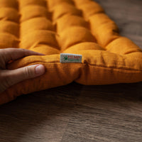 Mustard Linen Set Zafu & Zabuton Buckwheat hulls/for Yoga studio/Large floor Linen cushion Organic Meditation