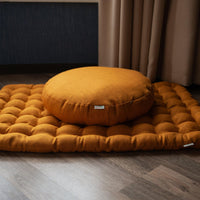 Mustard Linen Set Zafu & Zabuton Buckwheat hulls/for Yoga studio/Large floor Linen cushion Organic Meditation