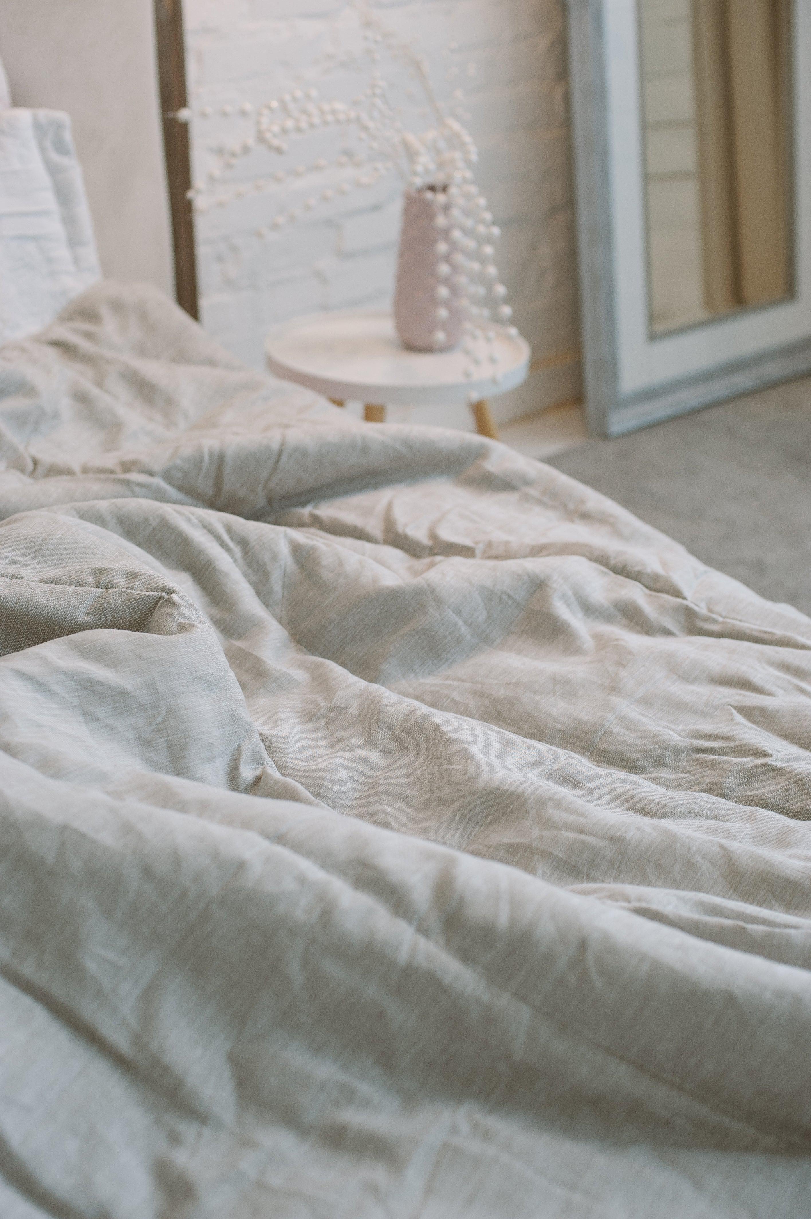 Natural HEMP Linen blanket quilt - filler organic Hemp fiber in natural linen fabric customer sizes