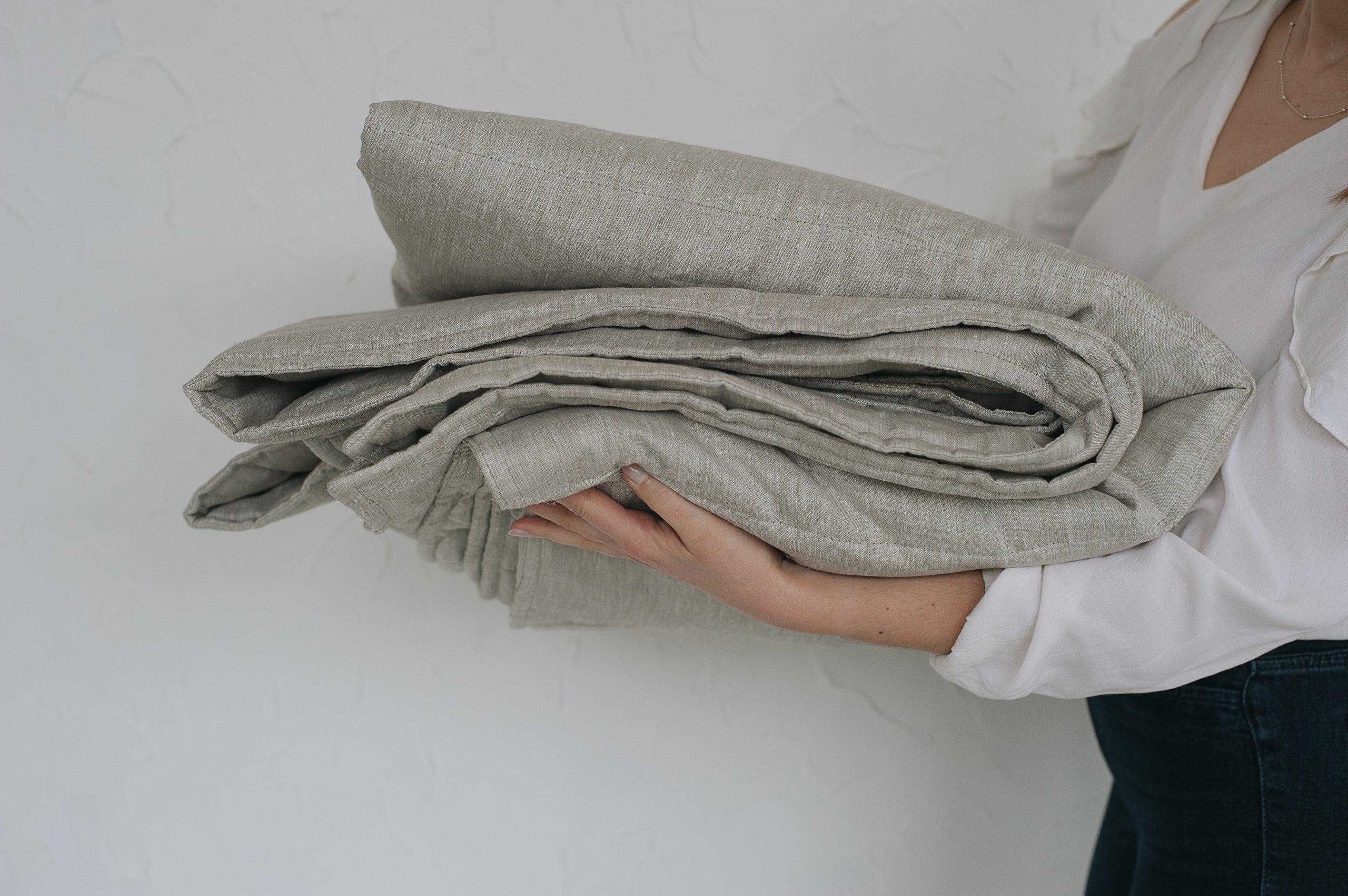 Natural HEMP Linen blanket quilt - filler organic Hemp fiber in natural linen fabric customer sizes