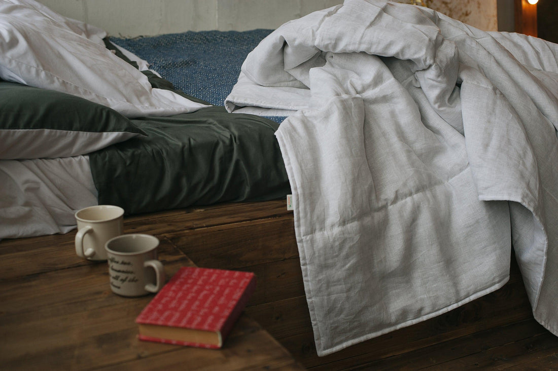 Natural HEMP Linen blanket quilt - filler organic Hemp fiber in natural linen fabric customer sizes