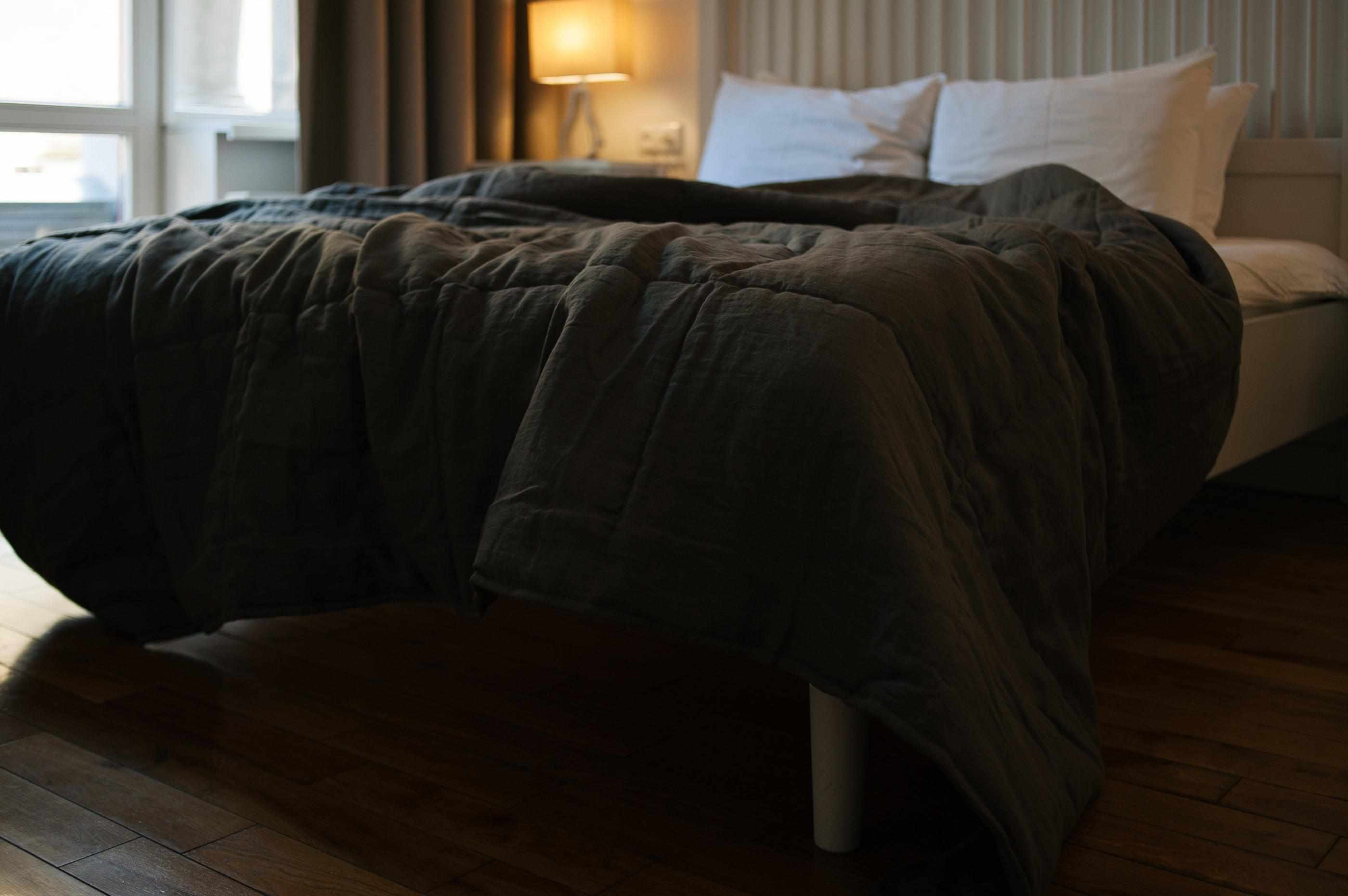 Natural Hemp Linen Blanket "Earth" quilt - linen organic fabric + filler organic Hemp fiber