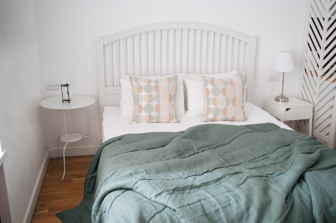 Natural Hemp Linen Blanket "Wood" quilt - linen organic fabric + filler organic Hemp fiber