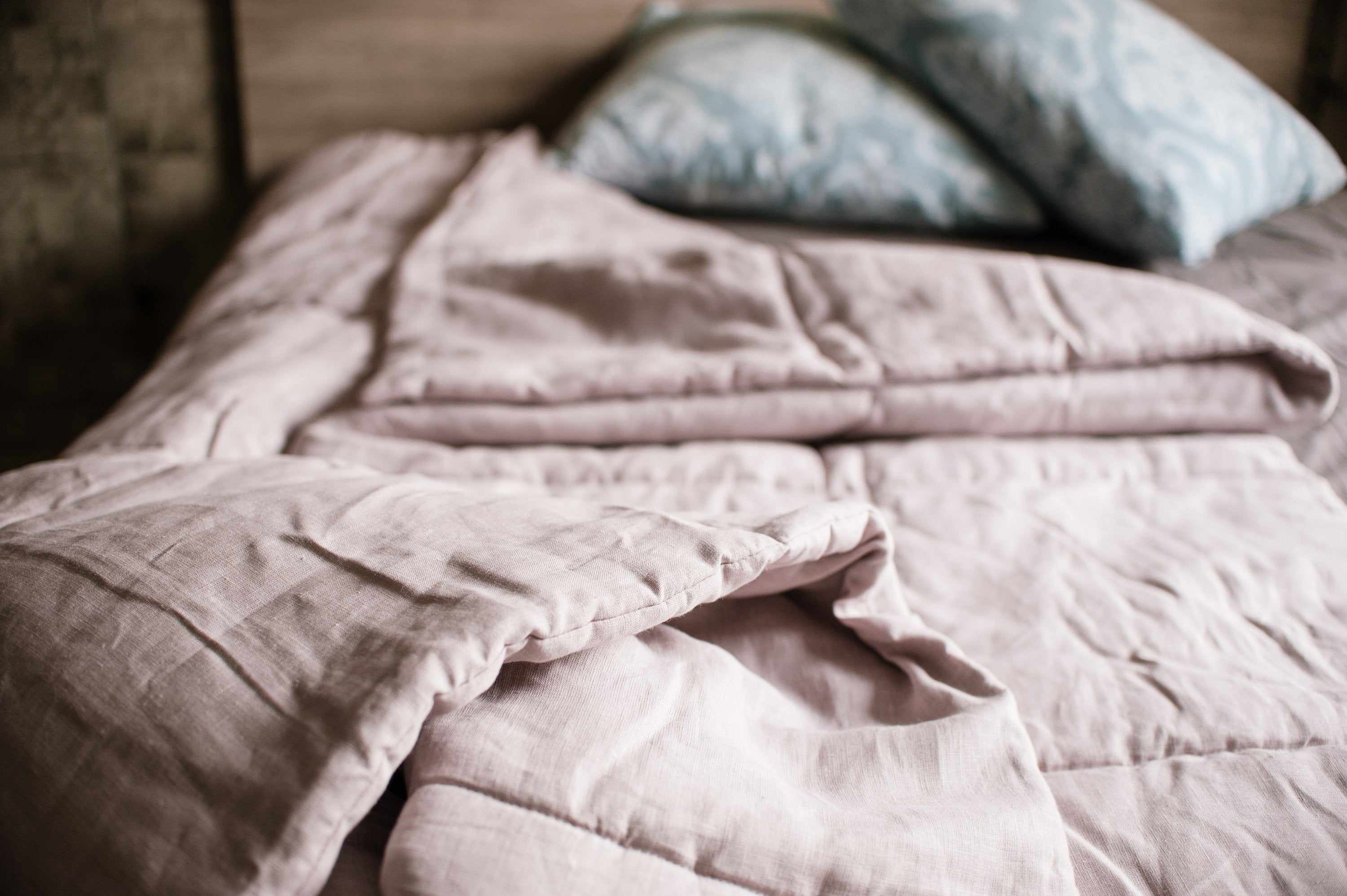 Organic HEMP + FLAX blanket "ashen pink" quilt - linen organic fabric filling organic Hemp fiber Custom sizes