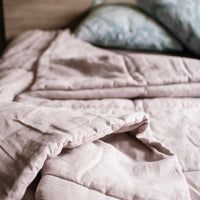 Organic HEMP + FLAX blanket "ashen pink" quilt - linen organic fabric filling organic Hemp fiber Custom sizes