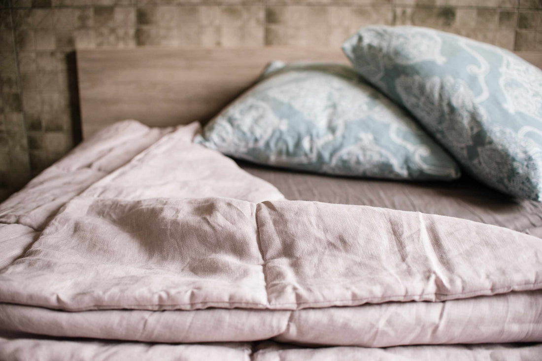 Organic HEMP + FLAX blanket "ashen pink" quilt - linen organic fabric filling organic Hemp fiber Custom sizes