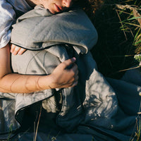 Organic HEMP Sleeping bag in linen fabric- organic hemp fiber filling + linen non-dyed fabric - blanket quilt, hand made