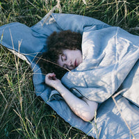 Organic HEMP Sleeping bag in linen fabric- organic hemp fiber filling + linen non-dyed fabric - blanket quilt, hand made