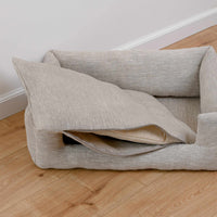 HEMP pet bed in natural non-dyed gray linen fabric filled organic HEMP Fiber - mat carpet - house for cats organic