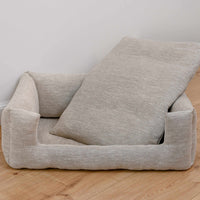 HEMP pet bed in natural non-dyed gray linen fabric filled organic HEMP Fiber - mat carpet - house for cats organic