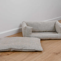 HEMP pet bed in natural non-dyed gray linen fabric filled organic HEMP Fiber - mat carpet - house for cats organic