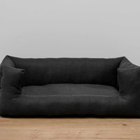 HEMP pet bed in natural black linen fabric filled organic HEMP Fiber - mat carpet - house for cats organic