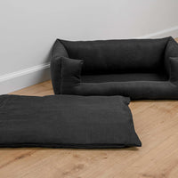 HEMP pet bed in natural black linen fabric filled organic HEMP Fiber - mat carpet - house for cats organic